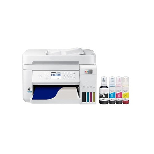 Refurbished Wireless Color All-in-One Cartridge-Free Supertank Printer with Scanner, Copier, ADF and Ethernet-for The Ultimate Home Office, White